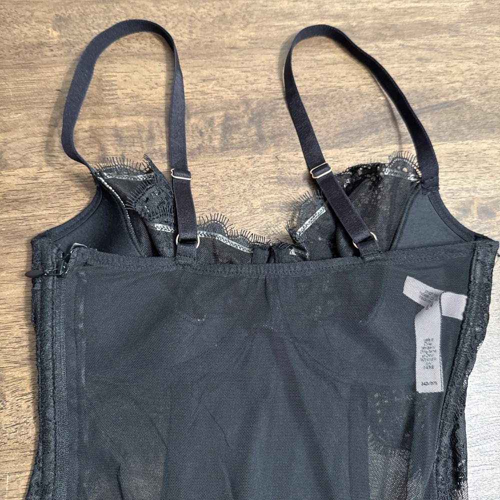 Victoria's Secret Black Lace Bone Corset Bustier Lingerie Top Victoria 34D - Picture 9 of 12